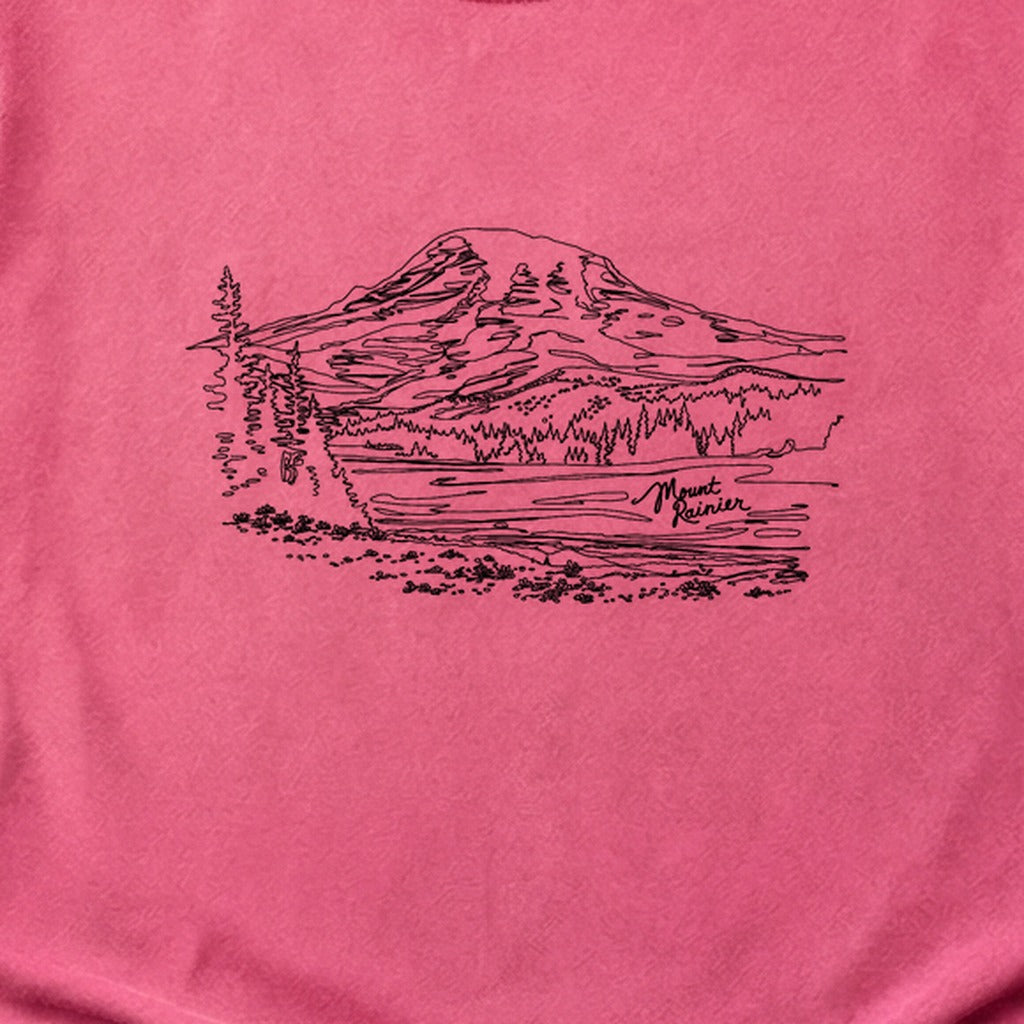 Mount Rainier Line Drawing Cotton T-Shirt