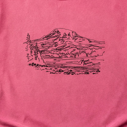 Mount Rainier Line Drawing Cotton T-Shirt