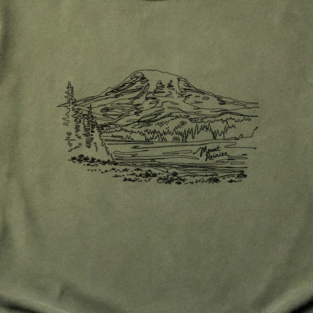 Mount Rainier Line Drawing Cotton T-Shirt