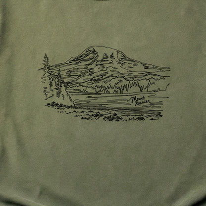 Mount Rainier Line Drawing Cotton T-Shirt