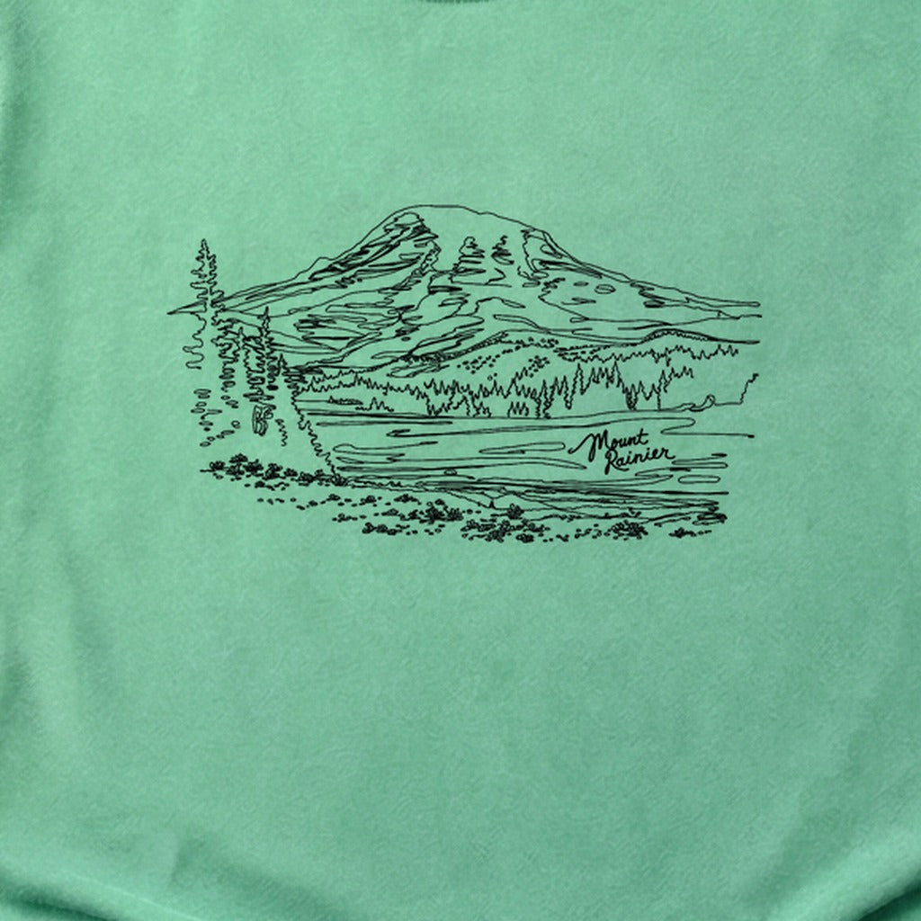Mount Rainier Line Drawing Cotton T-Shirt