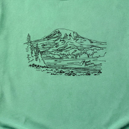 Mount Rainier Line Drawing Cotton T-Shirt