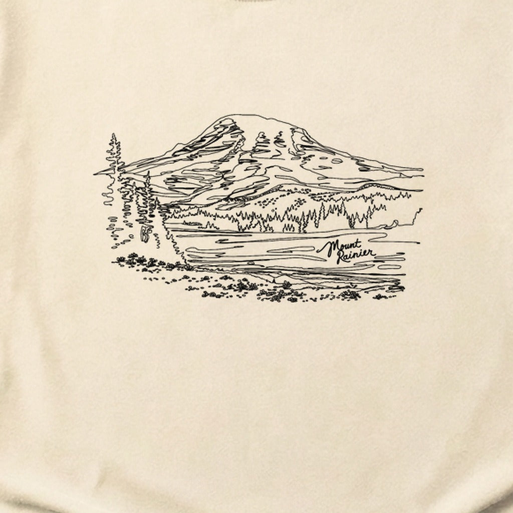 Mount Rainier Line Drawing Cotton T-Shirt