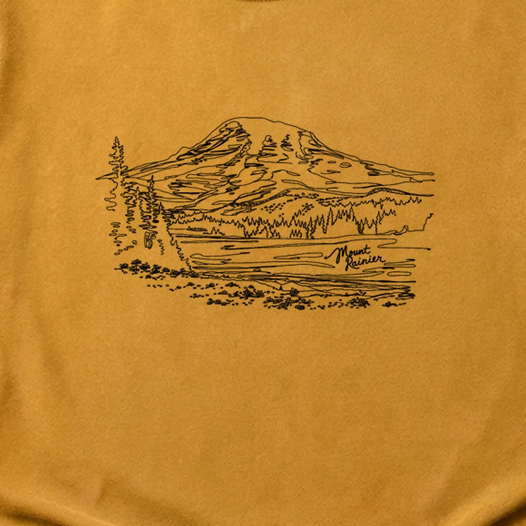 Mount Rainier Line Drawing Cotton T-Shirt