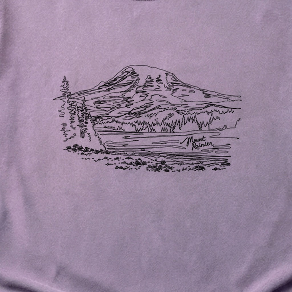 Mount Rainier Line Drawing Cotton T-Shirt