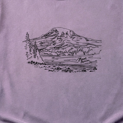 Mount Rainier Line Drawing Cotton T-Shirt