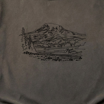 Mount Rainier Line Drawing Cotton T-Shirt