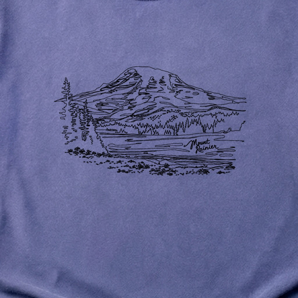 Mount Rainier Line Drawing Cotton T-Shirt