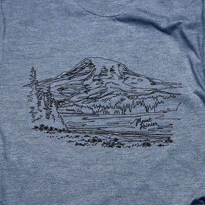 Mount Rainier Line Drawing T-Shirt