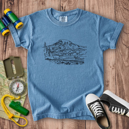 Mount Rainier Line Drawing Kids Cotton T-Shirt
