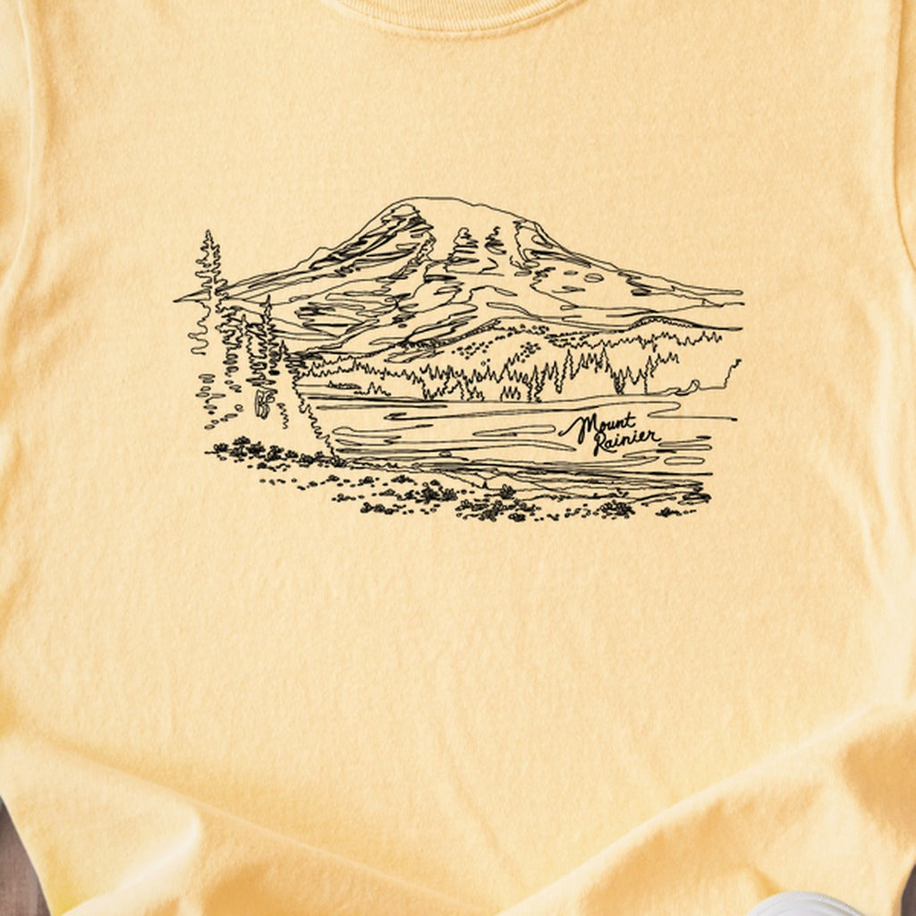 Mount Rainier Line Drawing Kids Cotton T-Shirt