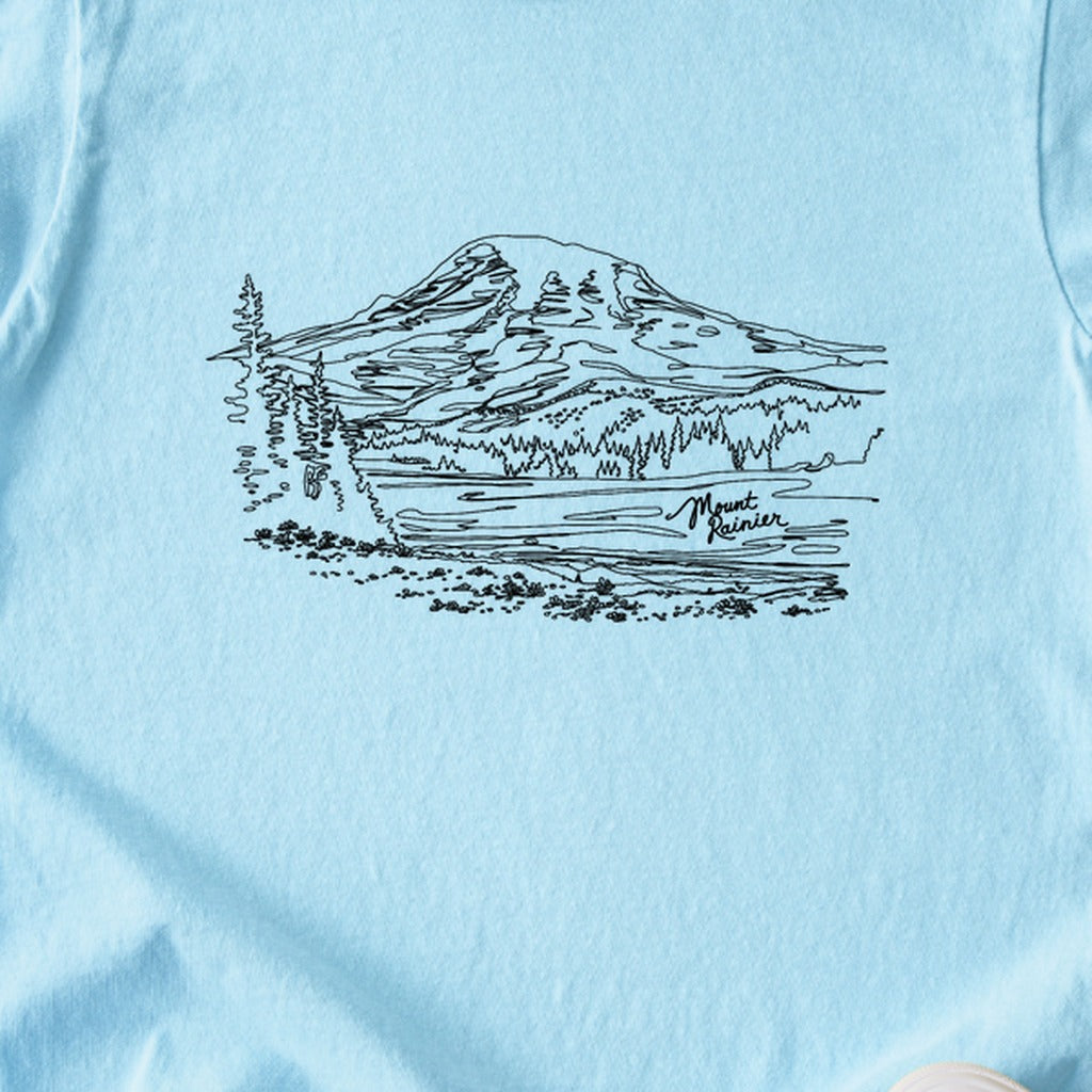 Mount Rainier Line Drawing Kids Cotton T-Shirt