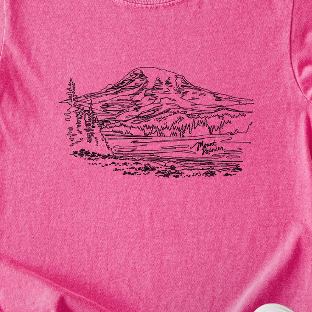 Mount Rainier Line Drawing Kids Cotton T-Shirt