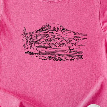 Mount Rainier Line Drawing Kids Cotton T-Shirt