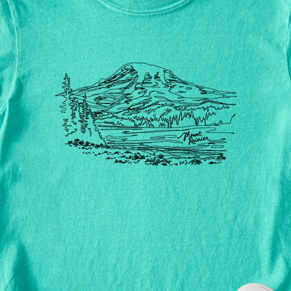 Mount Rainier Line Drawing Kids Cotton T-Shirt