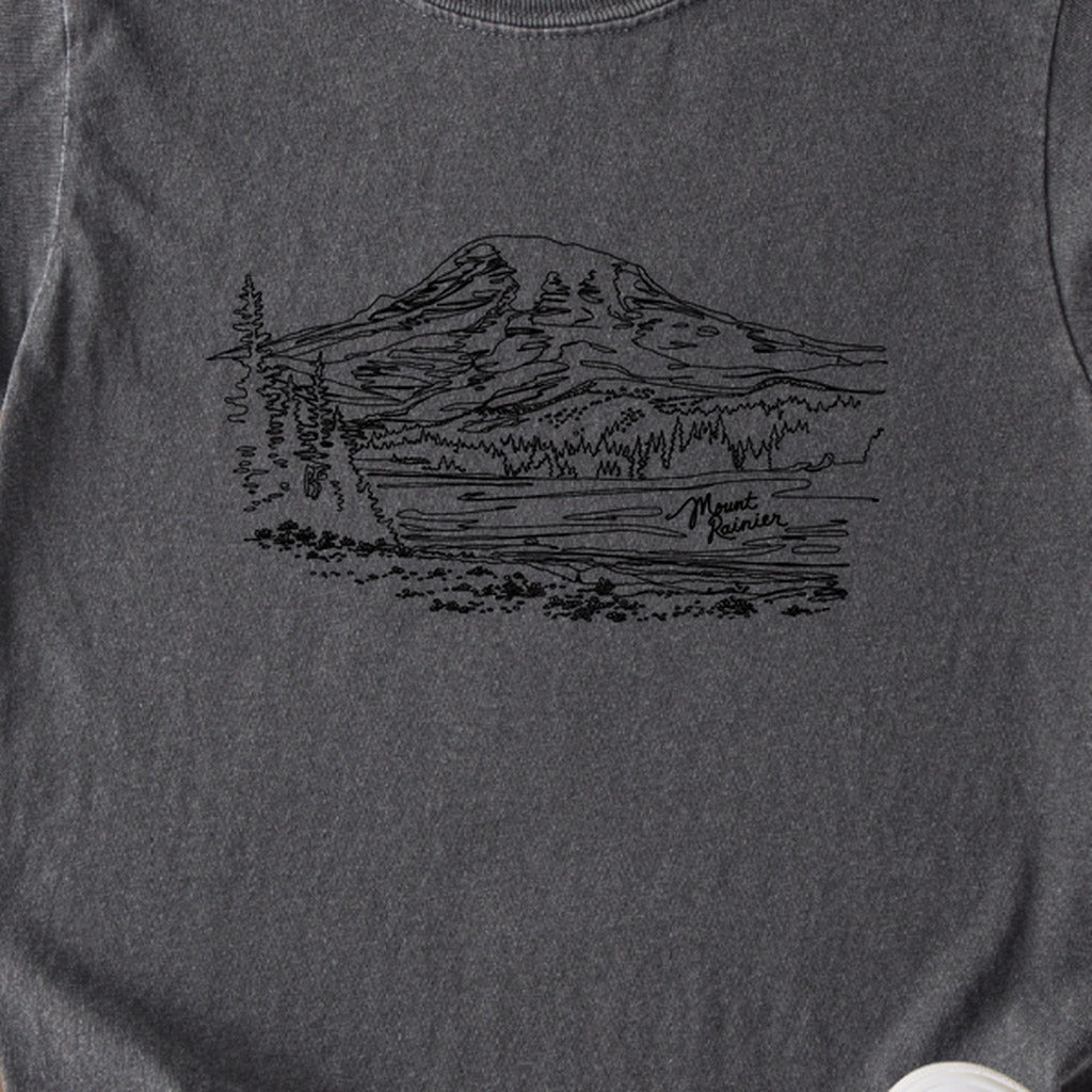 Mount Rainier Line Drawing Kids Cotton T-Shirt