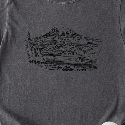 Mount Rainier Line Drawing Kids Cotton T-Shirt