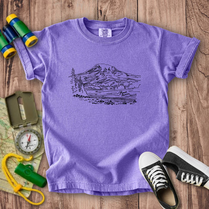 Mount Rainier Line Drawing Kids Cotton T-Shirt