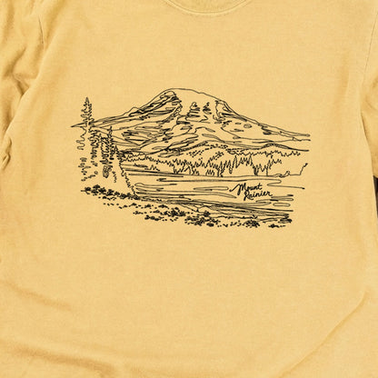 Mount Rainier Line Drawing Cotton Long Sleeve