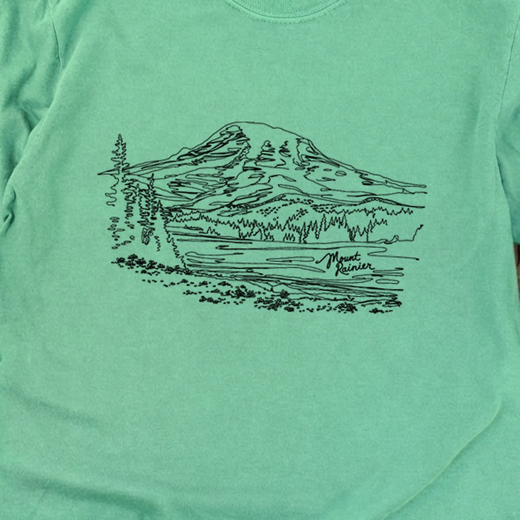 Mount Rainier Line Drawing Cotton Long Sleeve