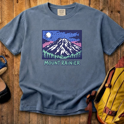 Mount Rainier at Night Cotton T-Shirt