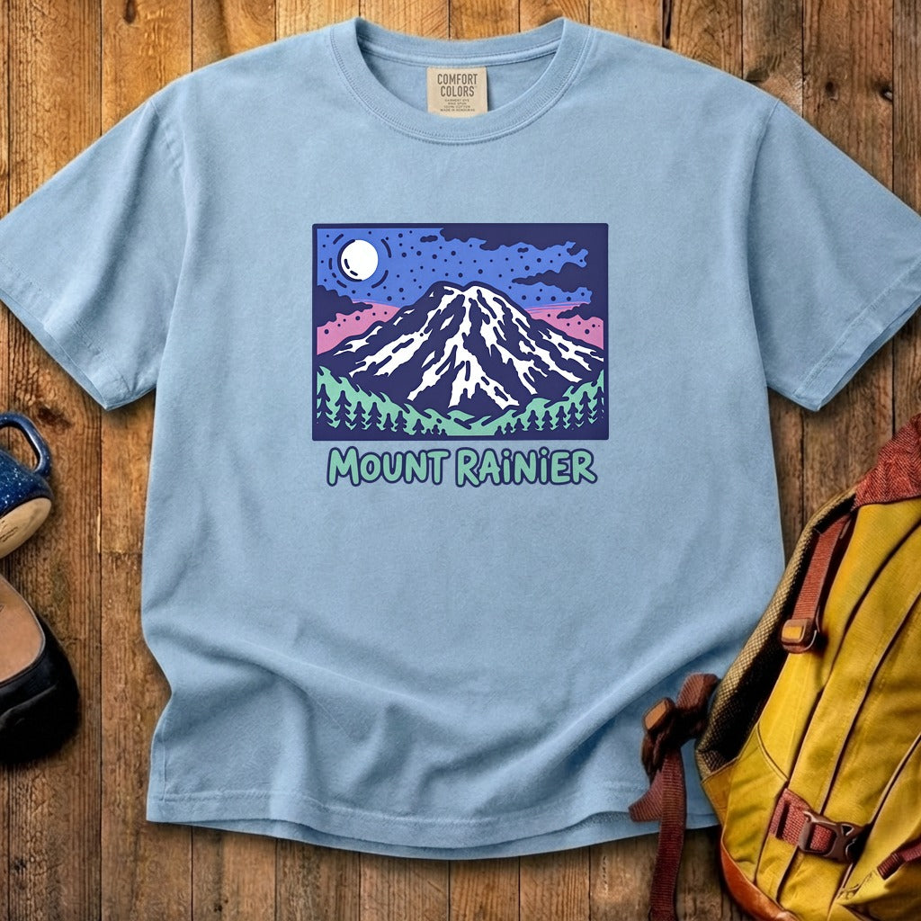Mount Rainier at Night Cotton T-Shirt