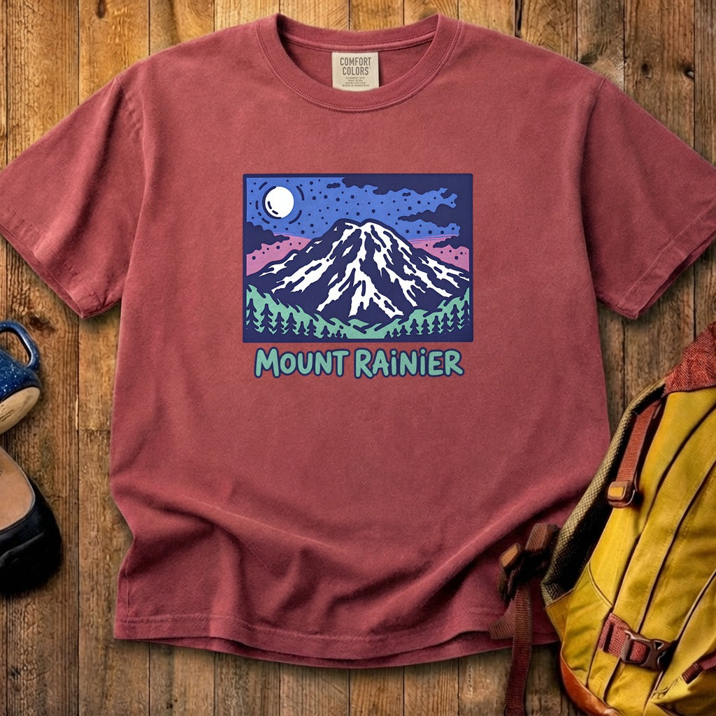 Mount Rainier at Night Cotton T-Shirt