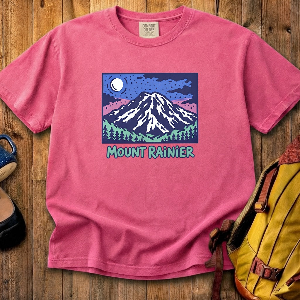 Mount Rainier at Night Cotton T-Shirt