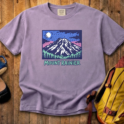 Mount Rainier at Night Cotton T-Shirt
