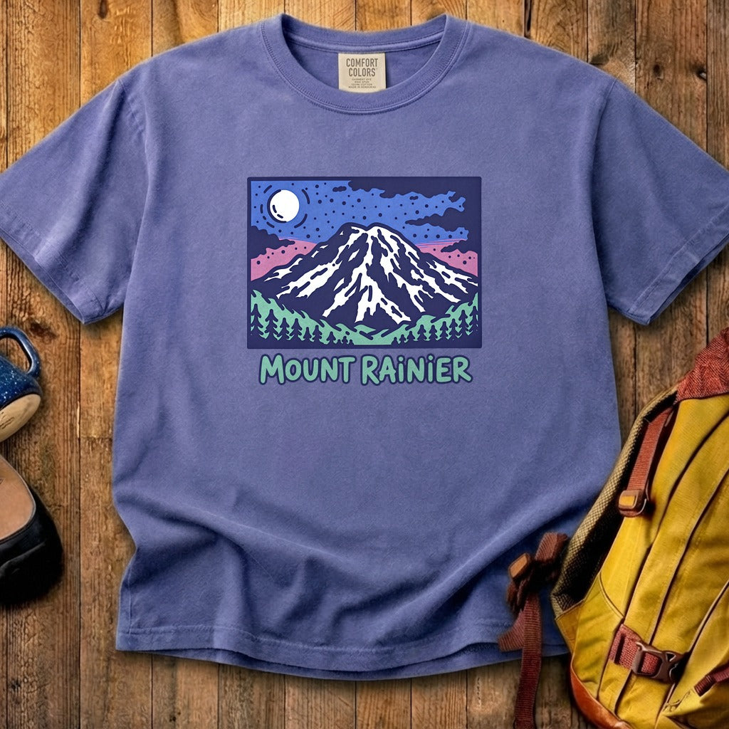 Mount Rainier at Night Cotton T-Shirt
