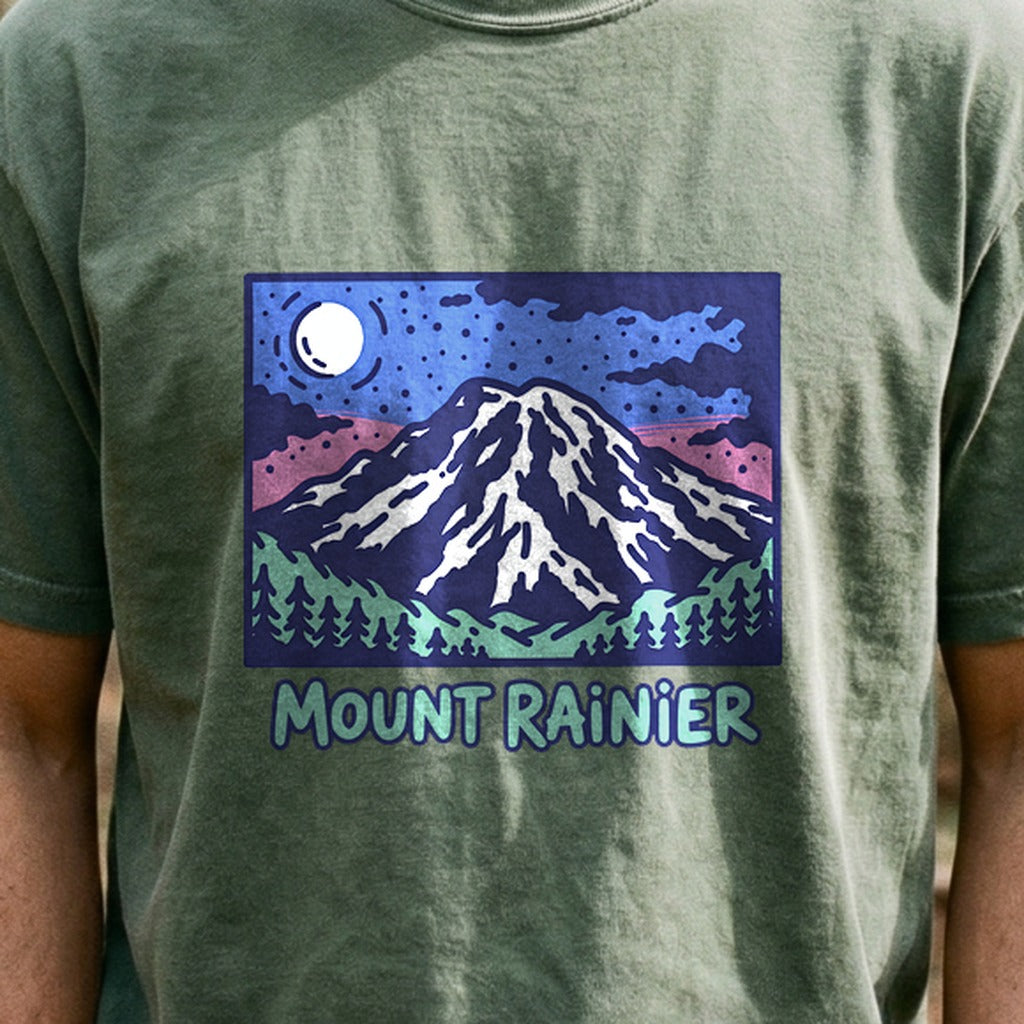 Mount Rainier at Night Cotton T-Shirt