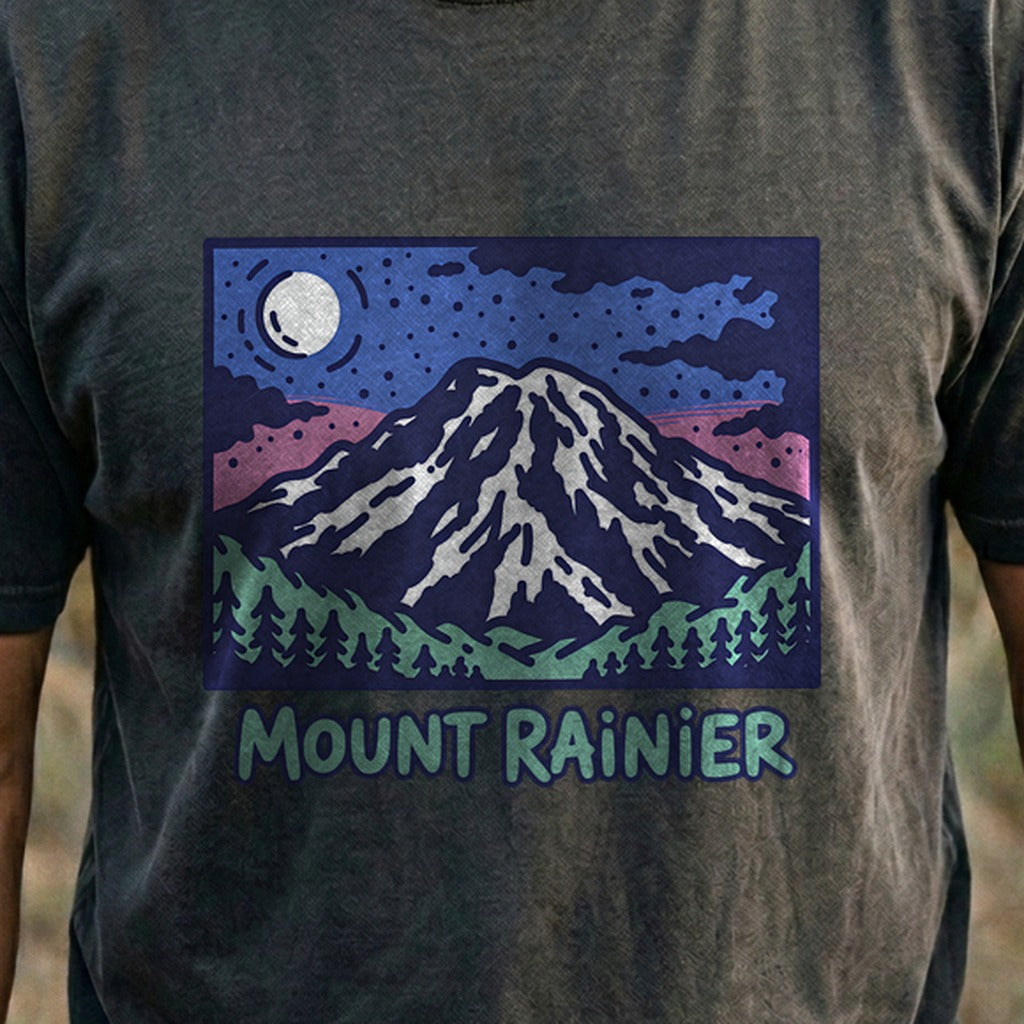 Mount Rainier at Night Cotton T-Shirt