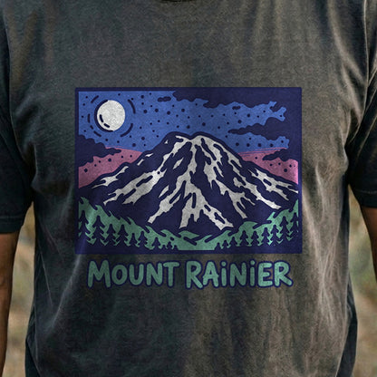 Mount Rainier at Night Cotton T-Shirt