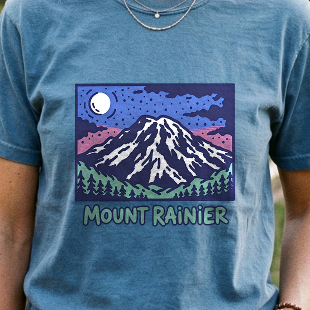 Mount Rainier at Night Cotton T-Shirt