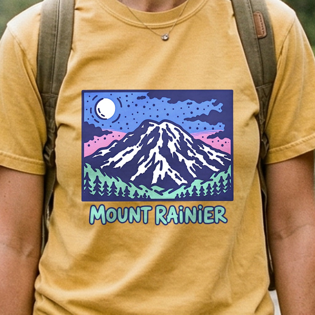 Mount Rainier at Night Cotton T-Shirt