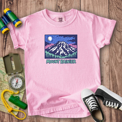 Mount Rainier at Night Kids Cotton T-Shirt