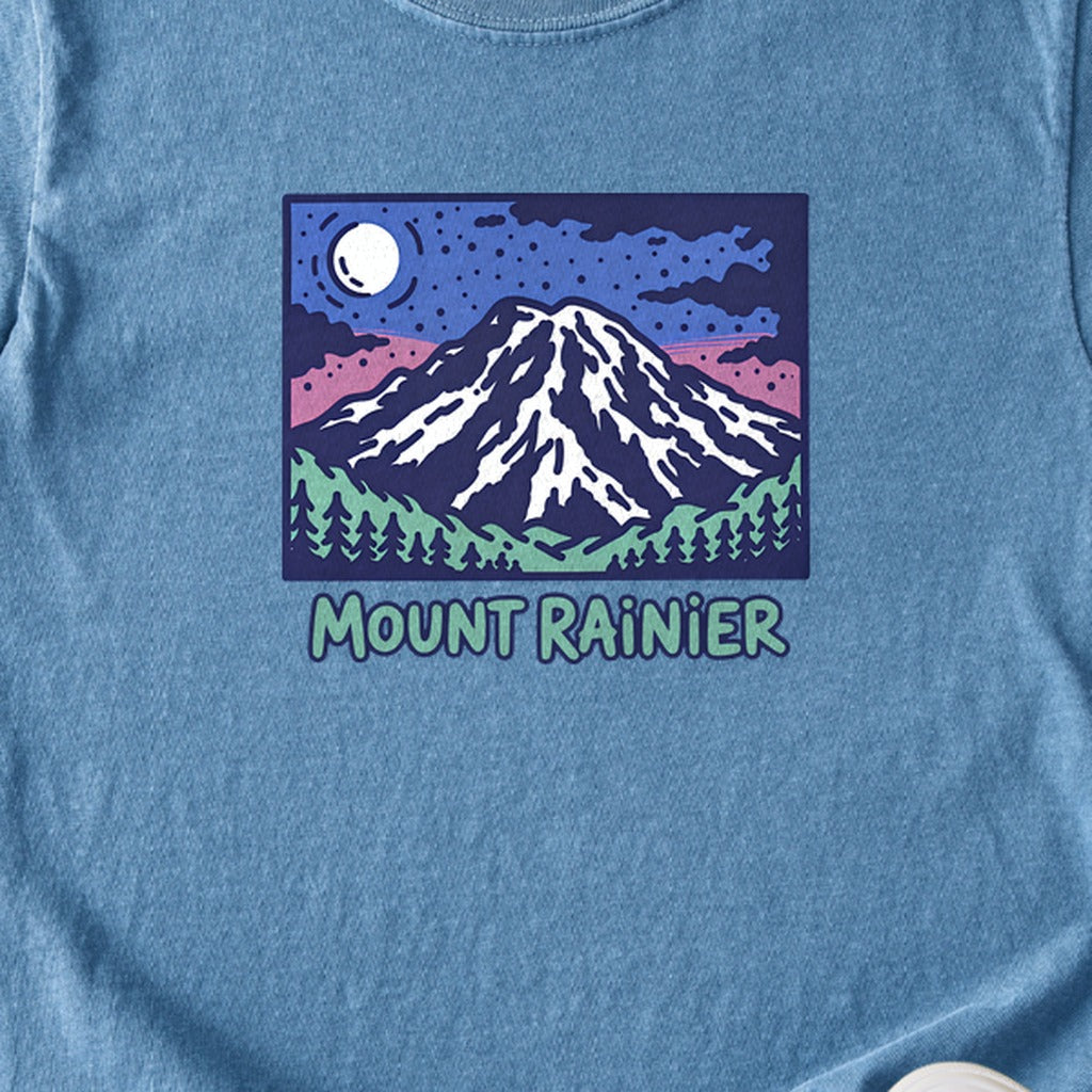 Mount Rainier at Night Kids Cotton T-Shirt