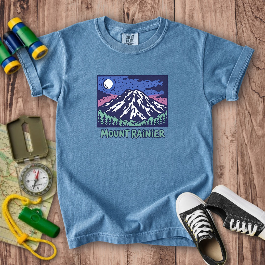 Mount Rainier at Night Kids Cotton T-Shirt