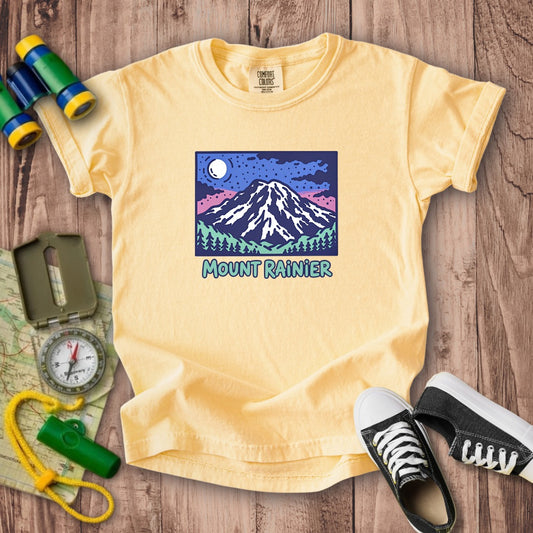 Mount Rainier at Night Kids Cotton T-Shirt