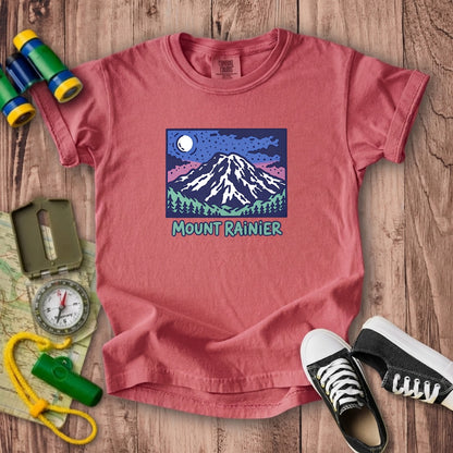 Mount Rainier at Night Kids Cotton T-Shirt