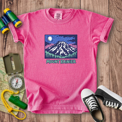 Mount Rainier at Night Kids Cotton T-Shirt
