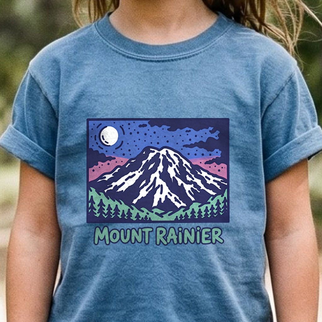 Mount Rainier at Night Kids Cotton T-Shirt