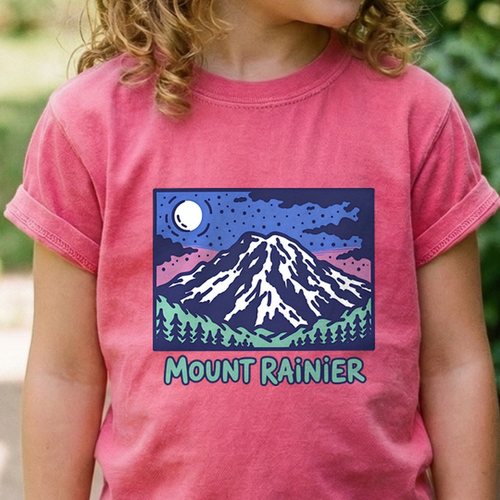 Mount Rainier at Night Kids Cotton T-Shirt