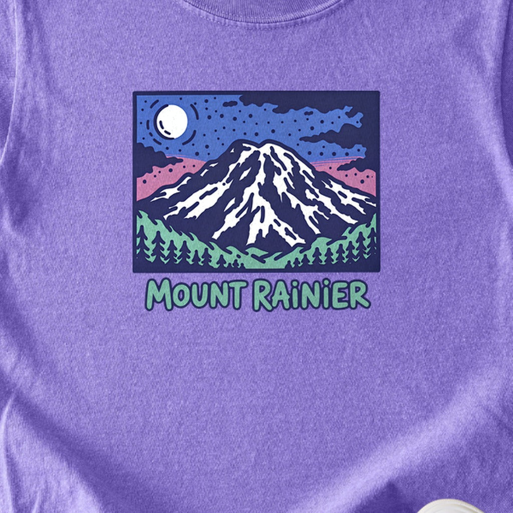 Mount Rainier at Night Kids Cotton T-Shirt