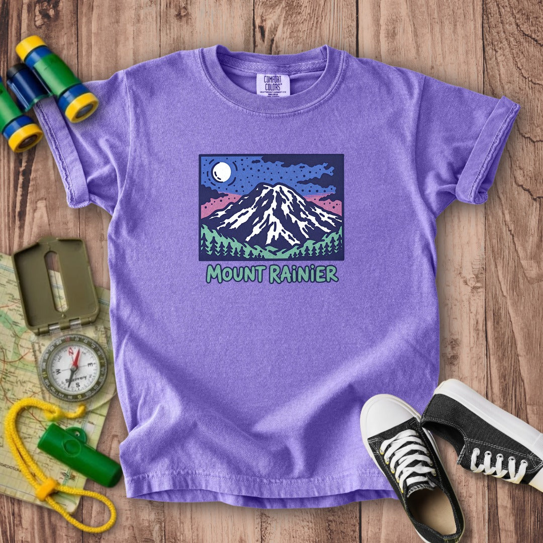 Mount Rainier at Night Kids Cotton T-Shirt