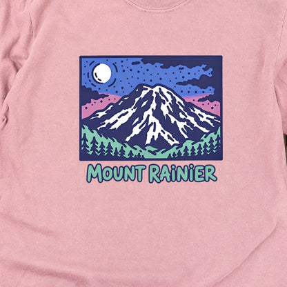 Mount Rainier at Night Cotton Long Sleeve