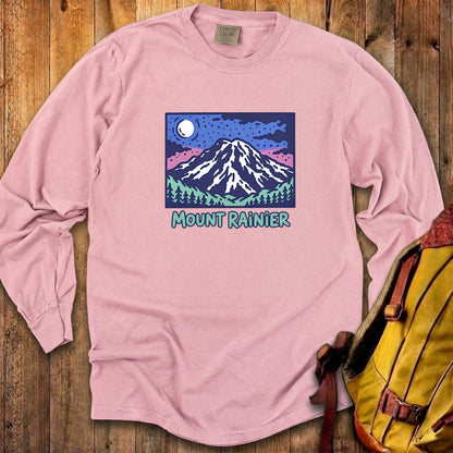 Mount Rainier at Night Cotton Long Sleeve