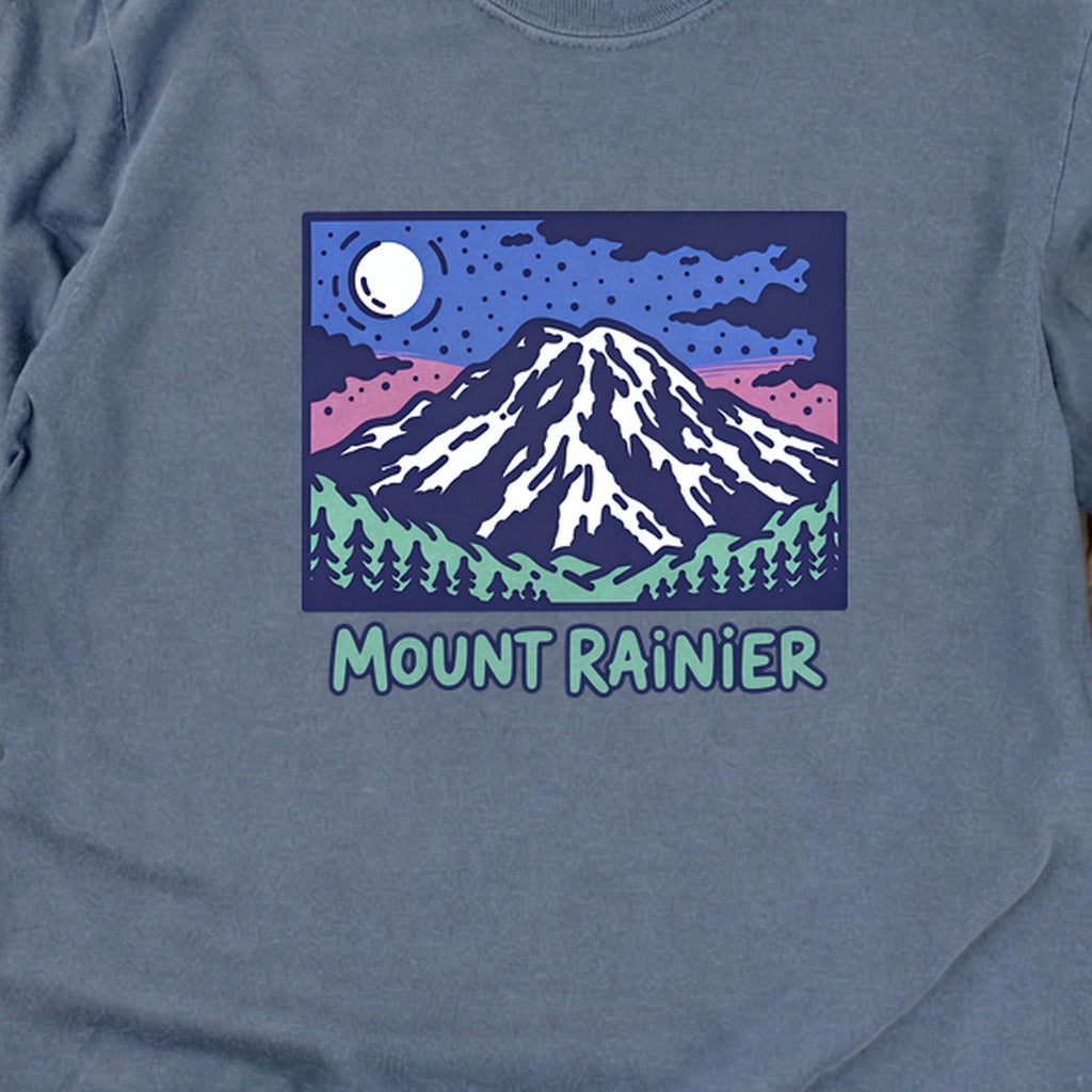 Mount Rainier at Night Cotton Long Sleeve