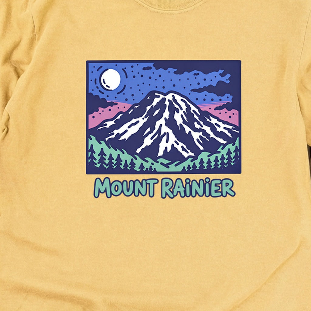 Mount Rainier at Night Cotton Long Sleeve