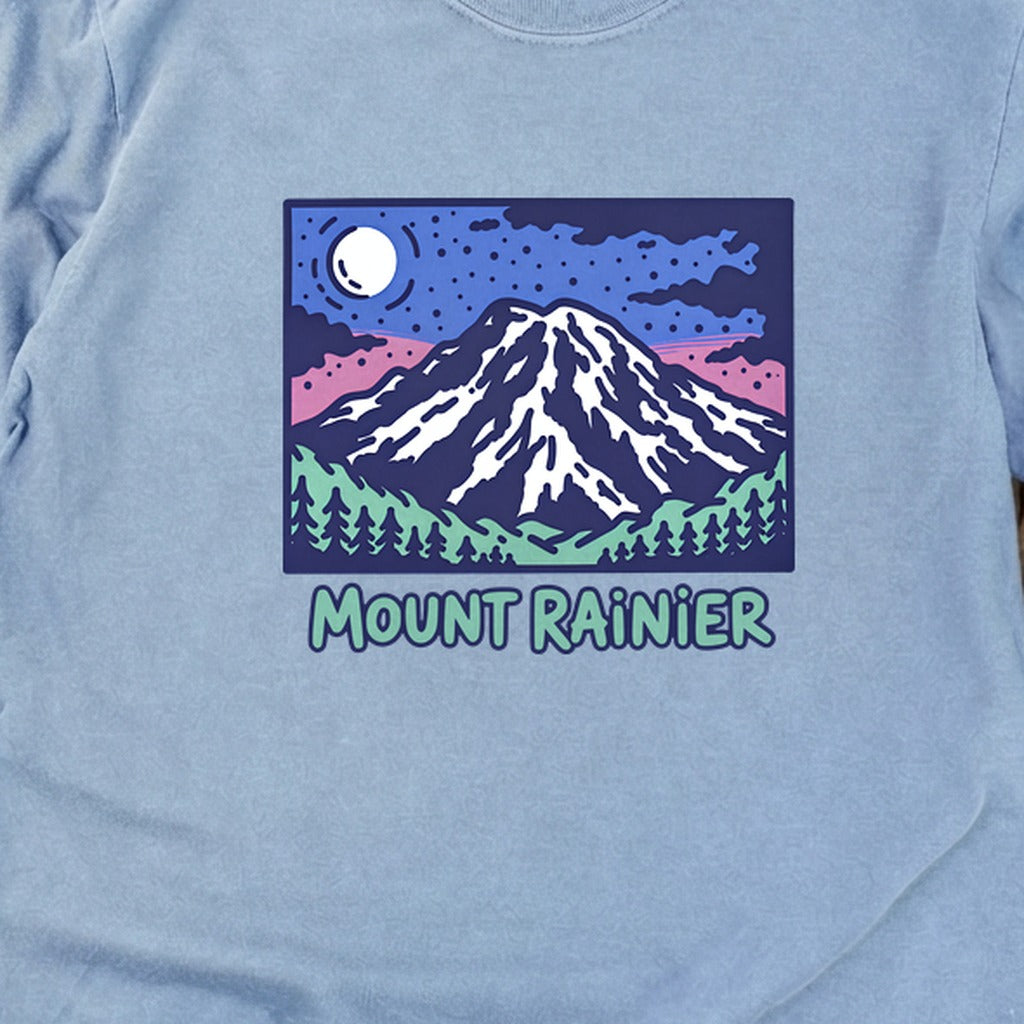 Mount Rainier at Night Cotton Long Sleeve